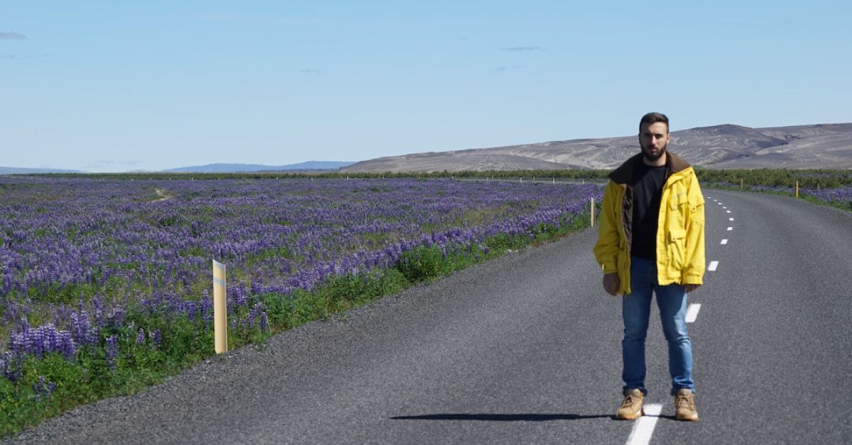 Cyclist showcasing modern, trendy biking apparel and accessories.